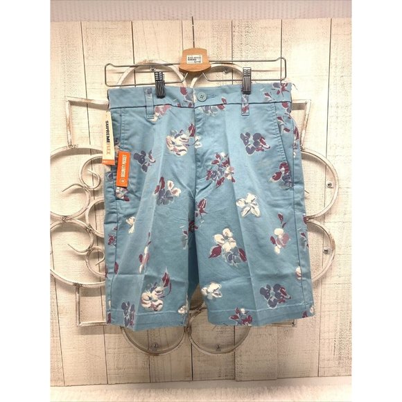 Dockers Men's Ultimate Supreme Flex Shorts NWT Size 28 Waist Blue Floral Pattern - Picture 1 of 7